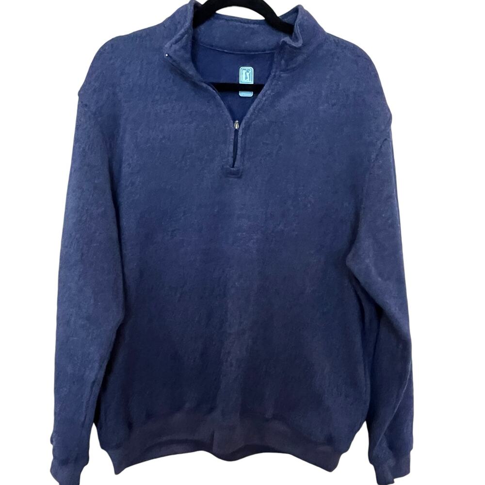 PGA Pullover Men's Size Medium M Blue Quarter Zip Athleisure Active Golf